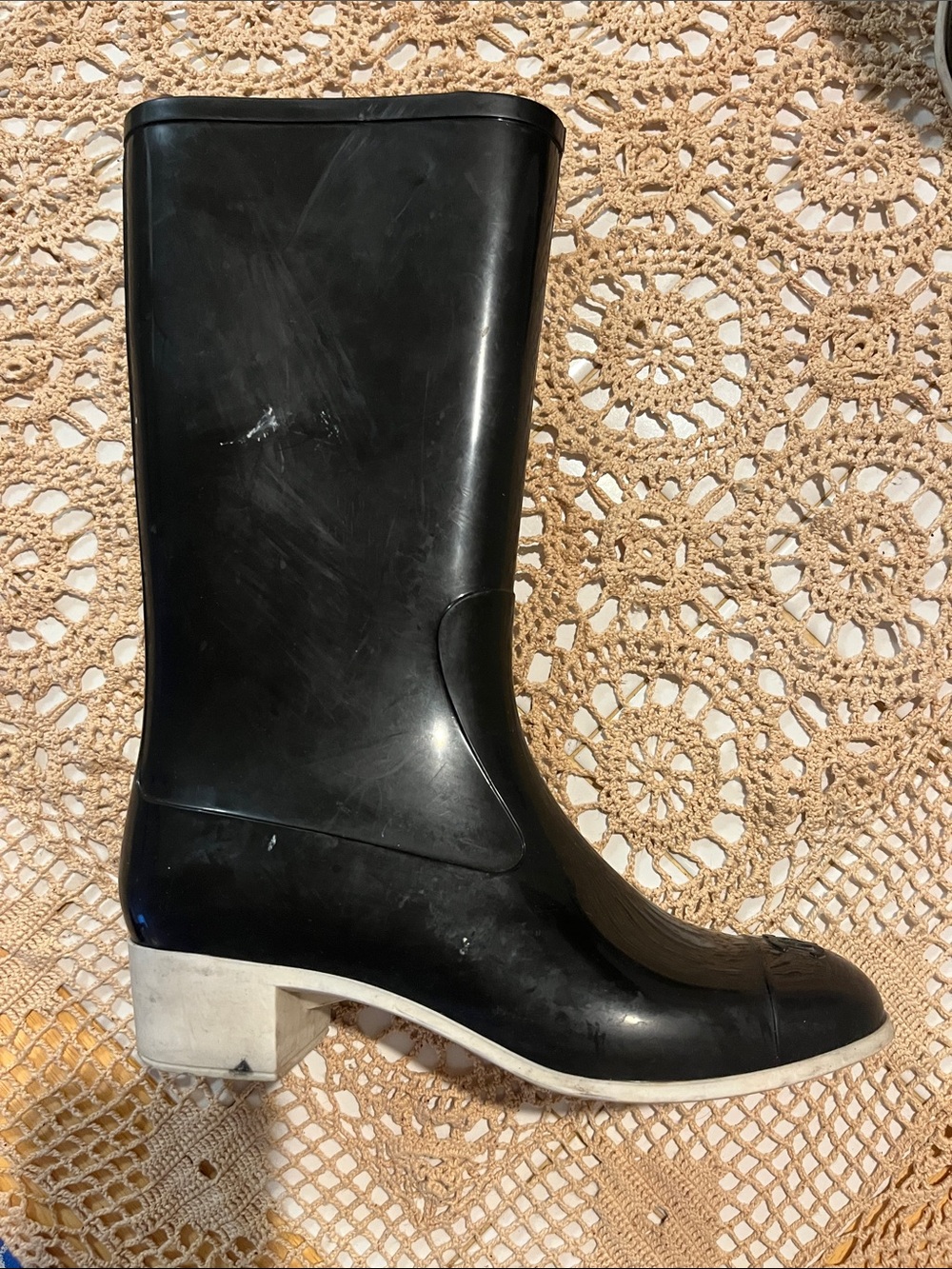 Vintage CHANEL Black Rain Boots - Picture 4 of 9
